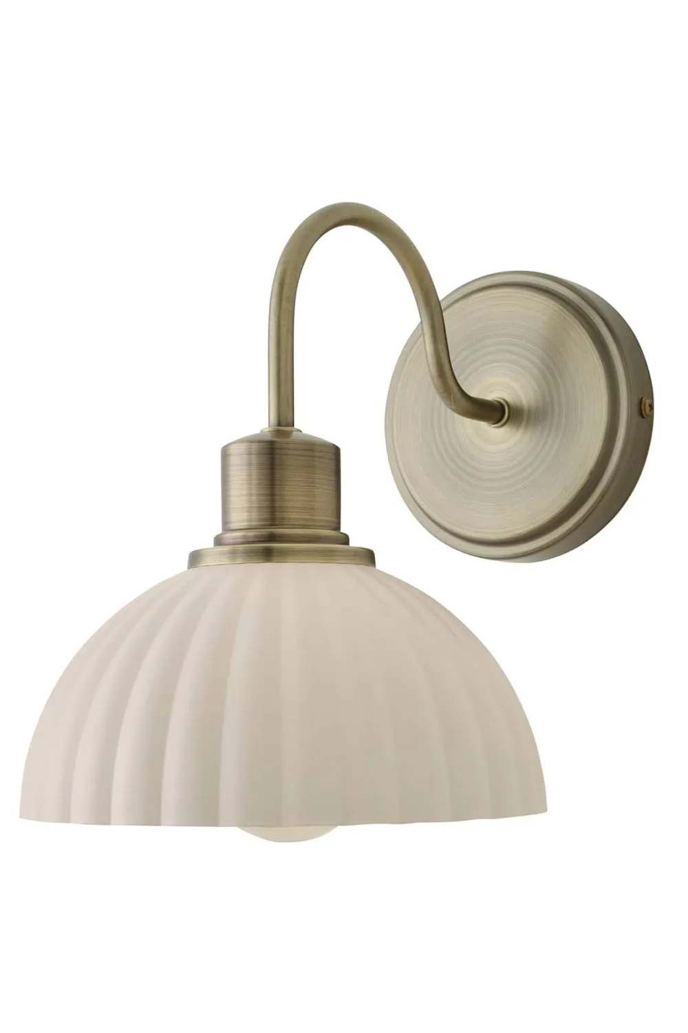 ValueLights Bourton Cream Ribbed Dome Wall Light with Bulb in Gold 6