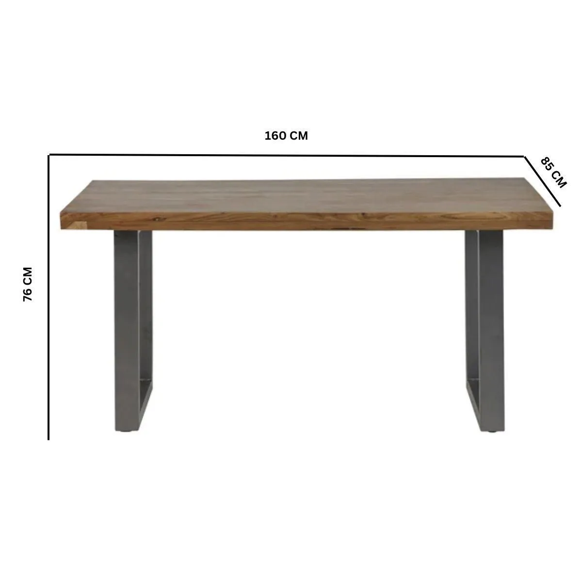 IH Design Hortence Industrial Rectangular 6 Seater Dining Table in Brown 4