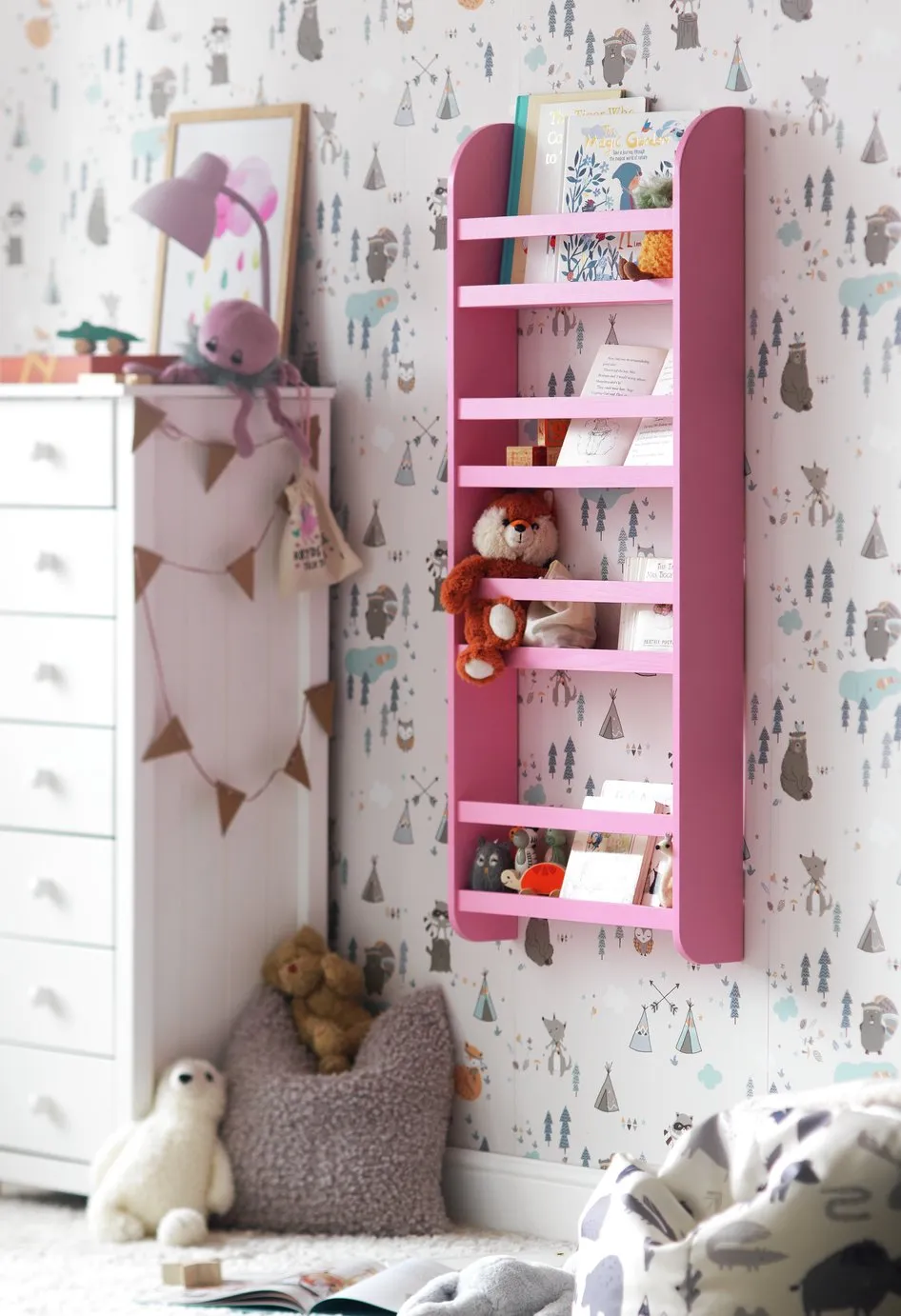 Habitat Scandinavian Kids 4 Shelf Wall Bookcase - Pink