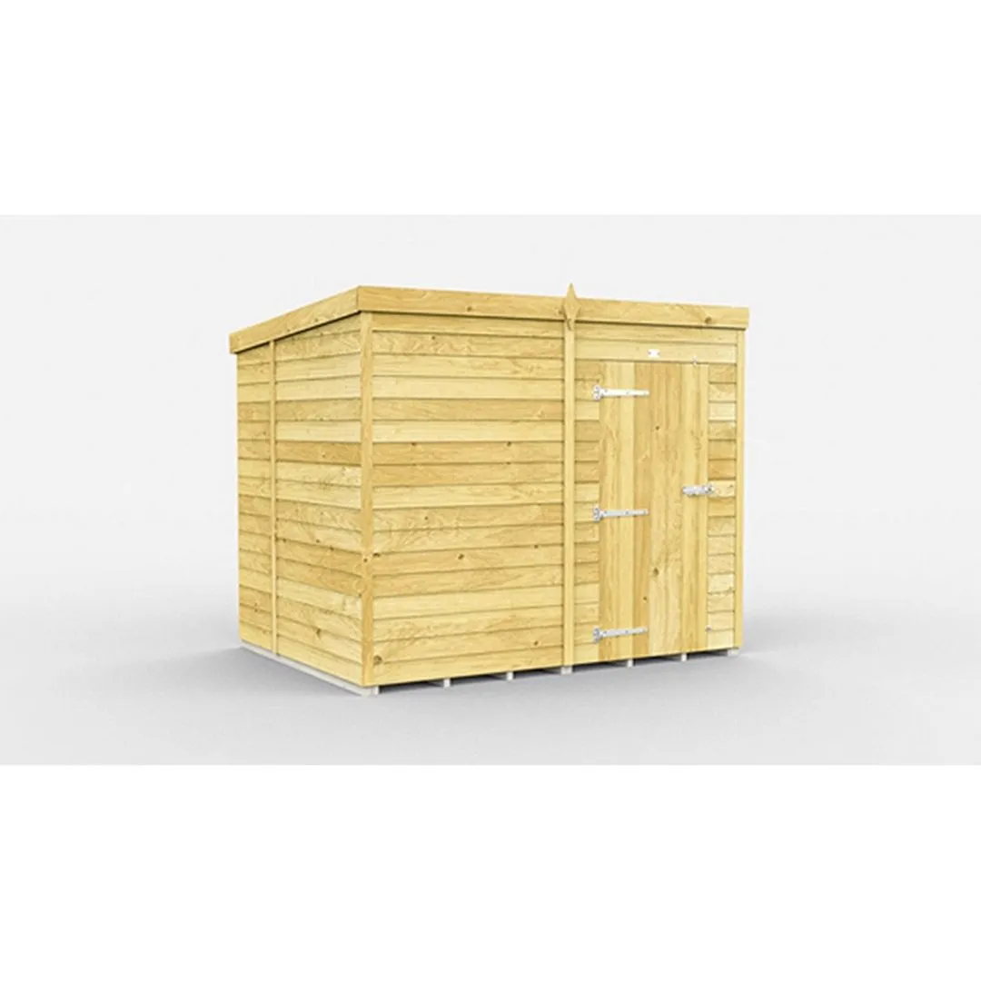 Buttercup Farm 8 x 6 Feet Pent Shed - Single Door W/O Windows - L178 x W243 x H201 cm in Brown