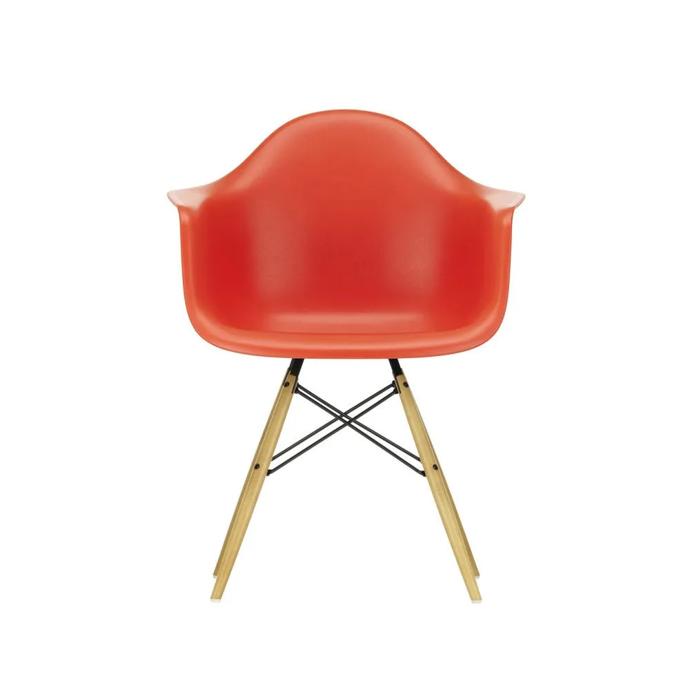 Vitra Eames DAW Armchair New Height Poppy Red Golden Maple Base 2