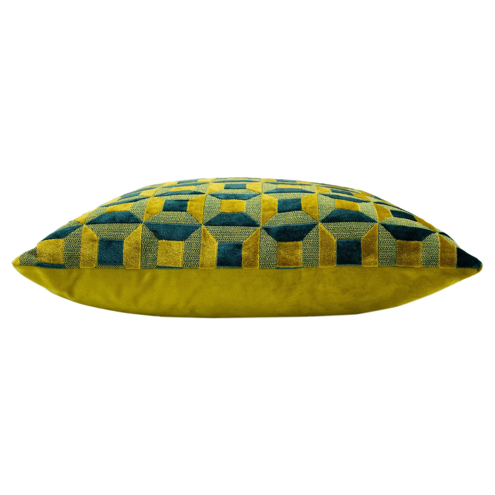 Paoletti Empire Velvet Jacquard Geometric Cushion in Teal 4