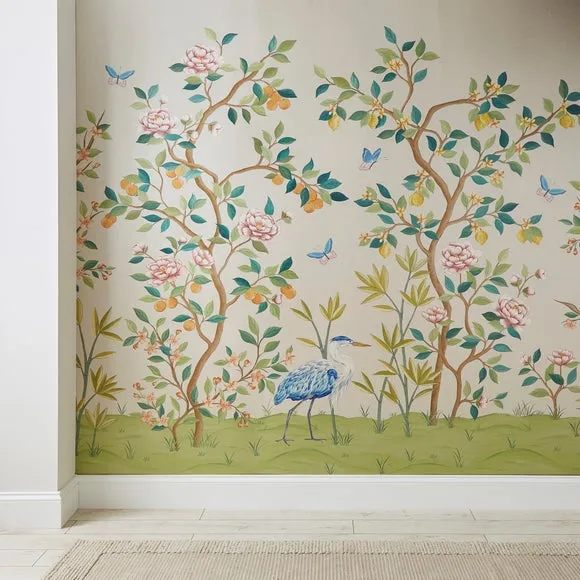 Cranberry and Laine Chinoiserie Floral Wall Mural 3