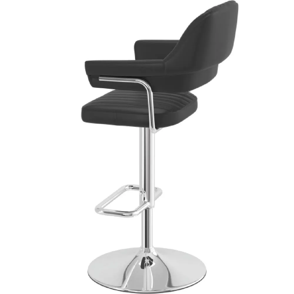 netfurniture Vibe Retro Adjustable Bar Stool Faux Leather Chrome Frame in Black 5