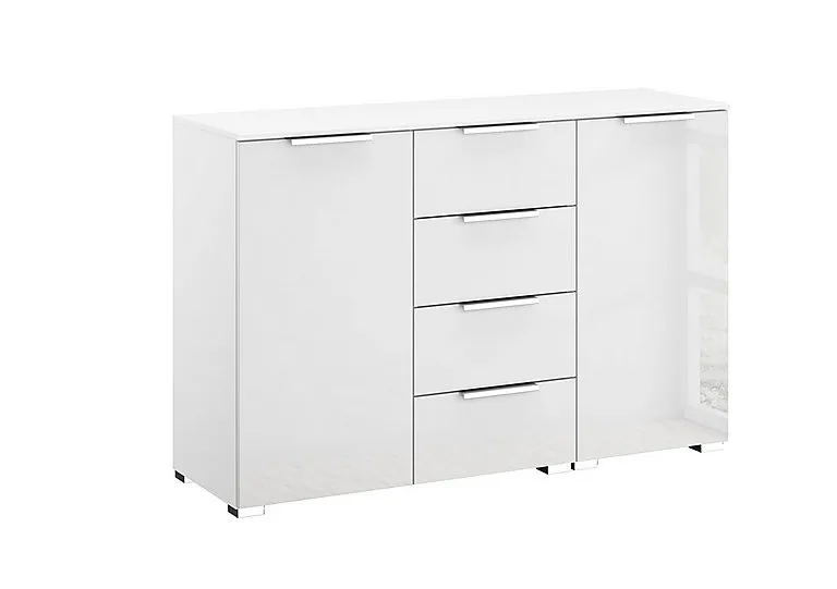 Formes Glass 4 Drawer 2 Door Chest - White/White Front