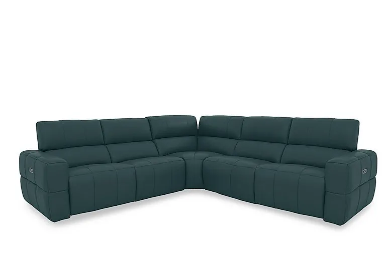Cube Leather Large Power Recliner Corner Sofa with Power Headrests