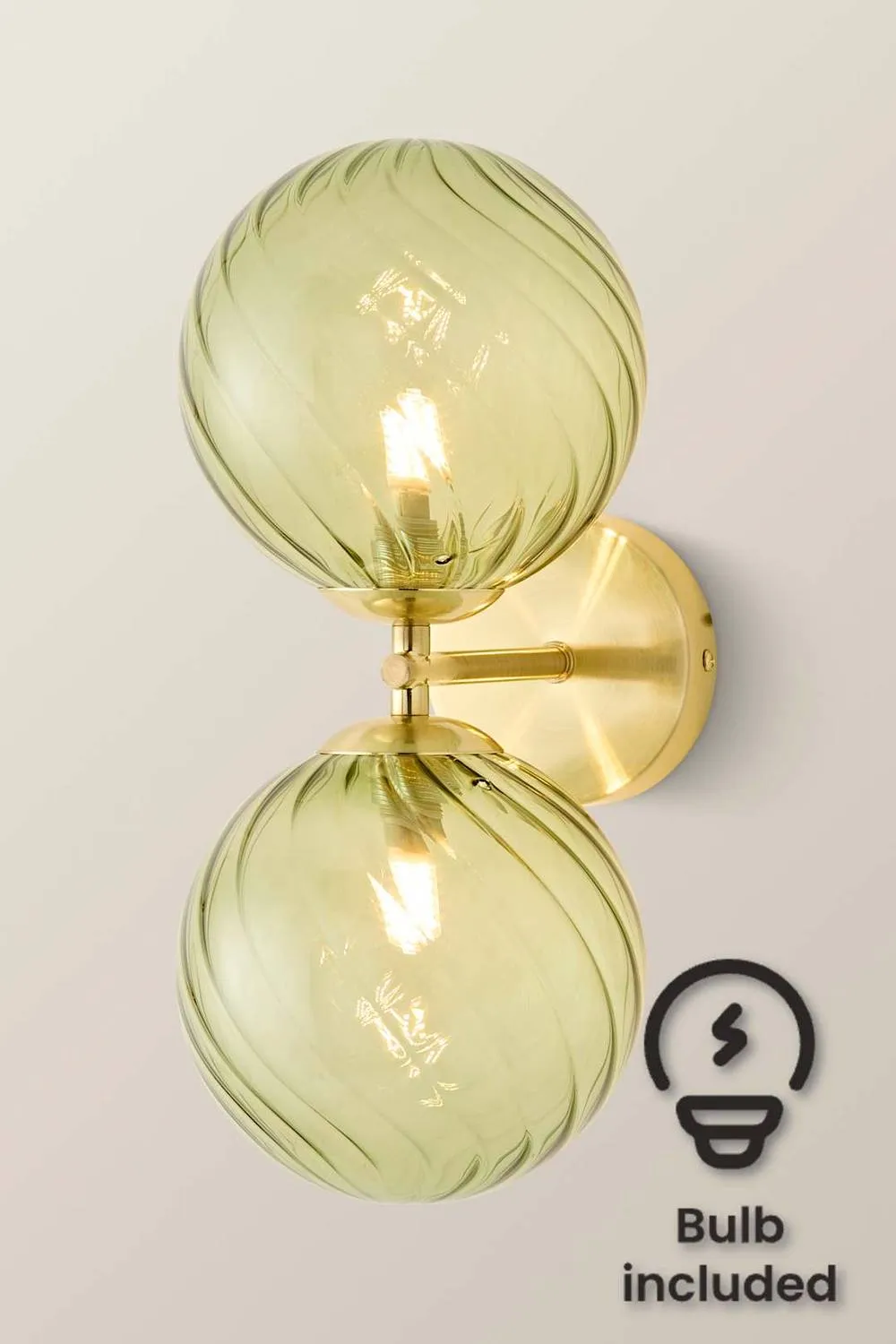 ValueLights Sydney 2 Way Up Down Glass Swirl Shades Wall Light & Bulbs in Gold 1