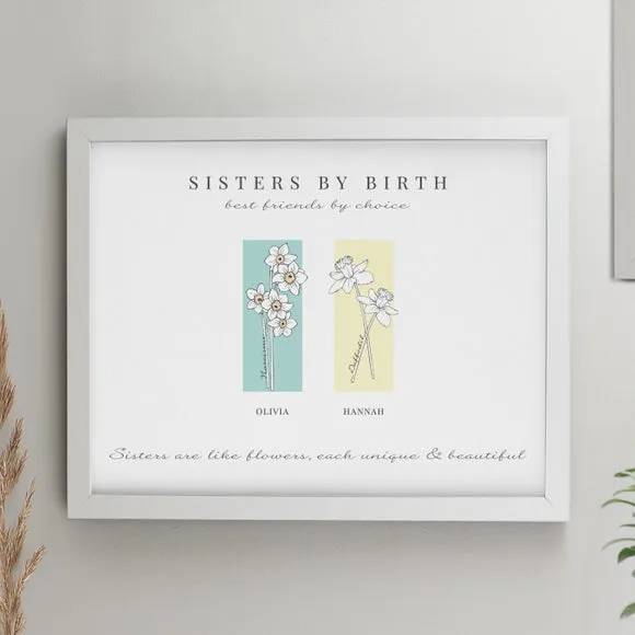 Personalised Birth Flower Family of 2 Framed Print