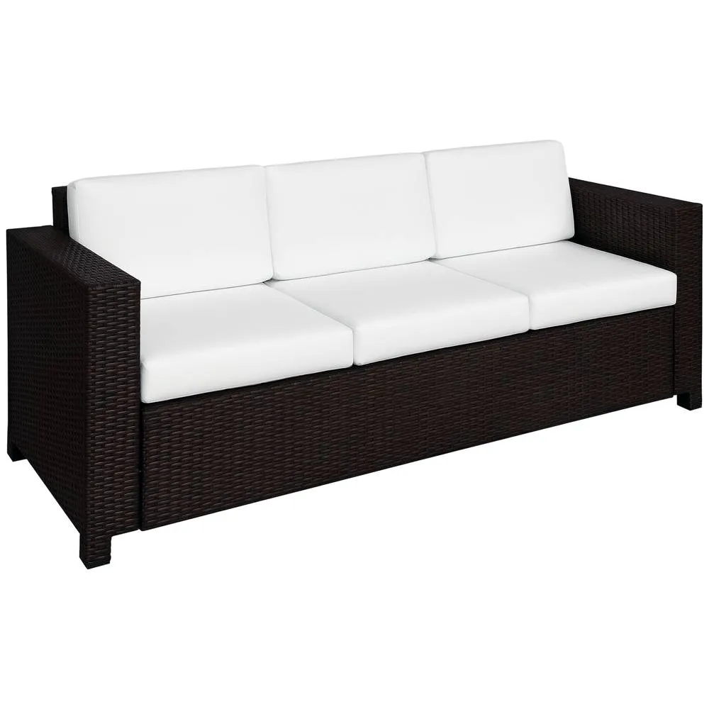OUTSUNNY Rattan Wicker 3-seater Sofa Chair Patio Furniture w/ Cushion in Brown 2