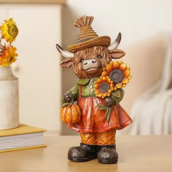 Country Living Highland Cow with Sunflowers Ornament