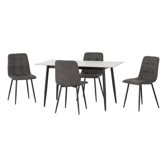 Fenton 4 Seater Dining Table Set with 4 Charcoal Suede Dining Chairs 2