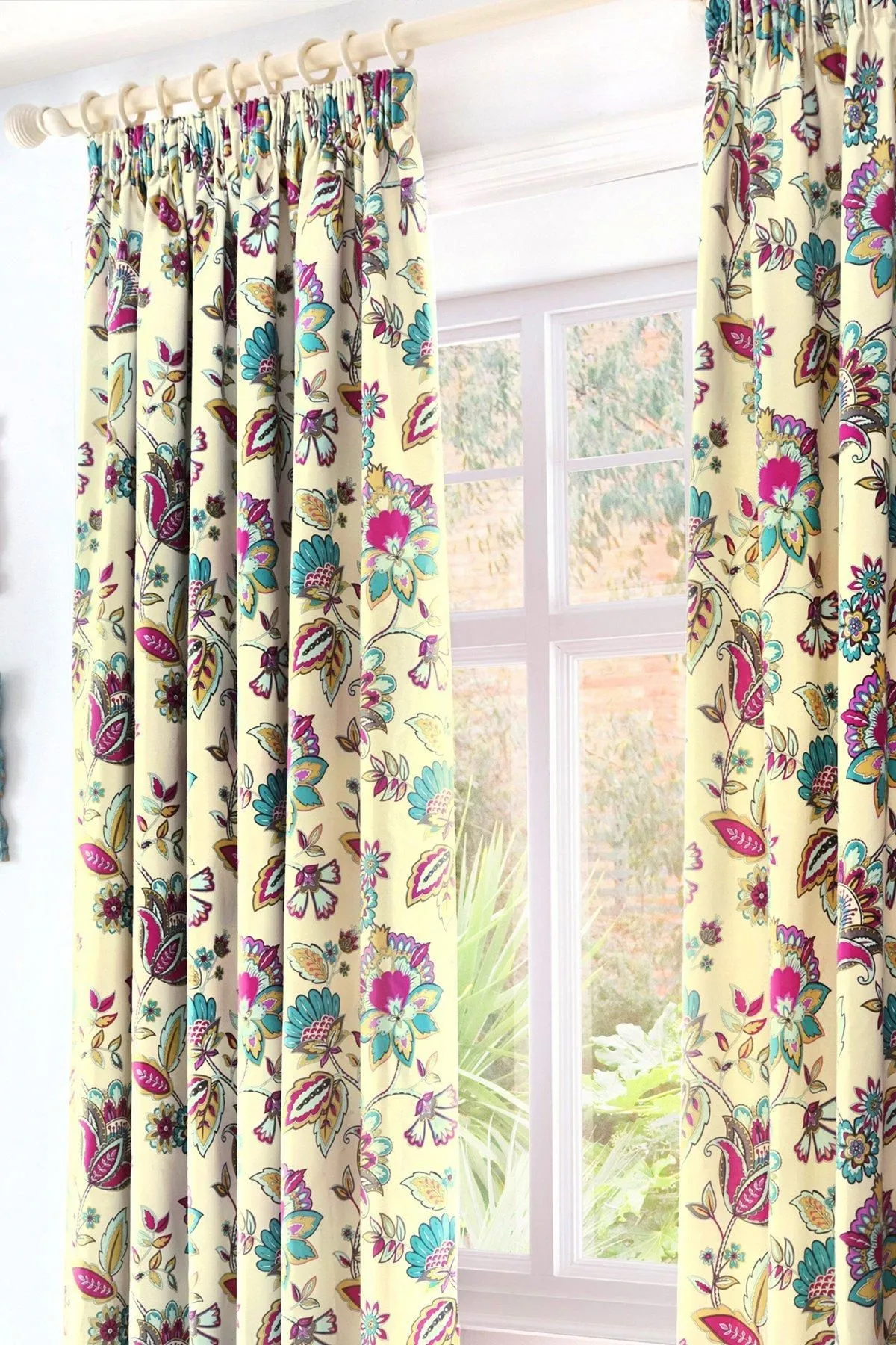 Dreams & Drapes 'Marinelli' Pair of Pencil Pleat Curtains With Tie-Backs in Teal