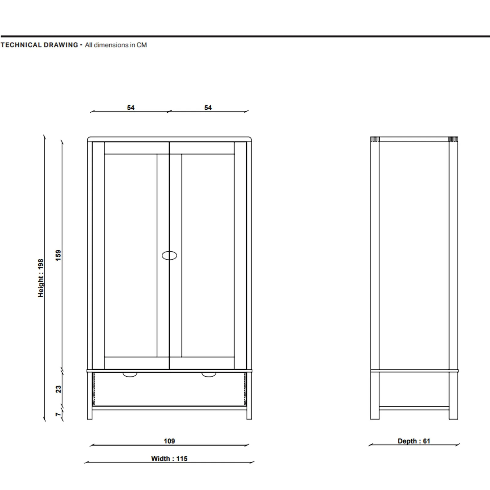 Ercol Bosco 2 Door Wardrobe, Brown Oak | Barker & Stonehouse 6