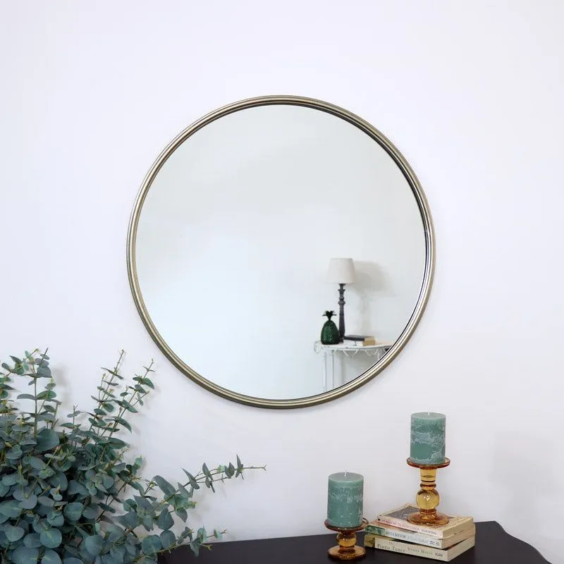 Melody Maison Large Round Champagne Gold Wall Mirror 70cm X 70cm in Metallic Gold