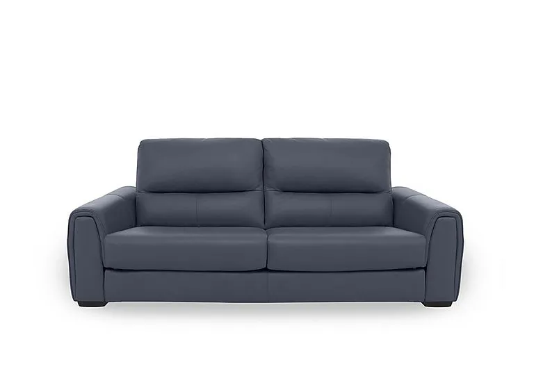 Flex Leather 3 Seater Sofa Bed with Storage Arms - BV Ocean Blue