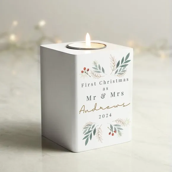 Personalised Christmas Foliage Tealight Holder 3