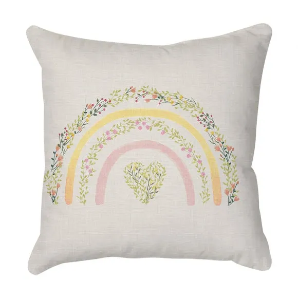 Rainbow Floral Square Cushion 3