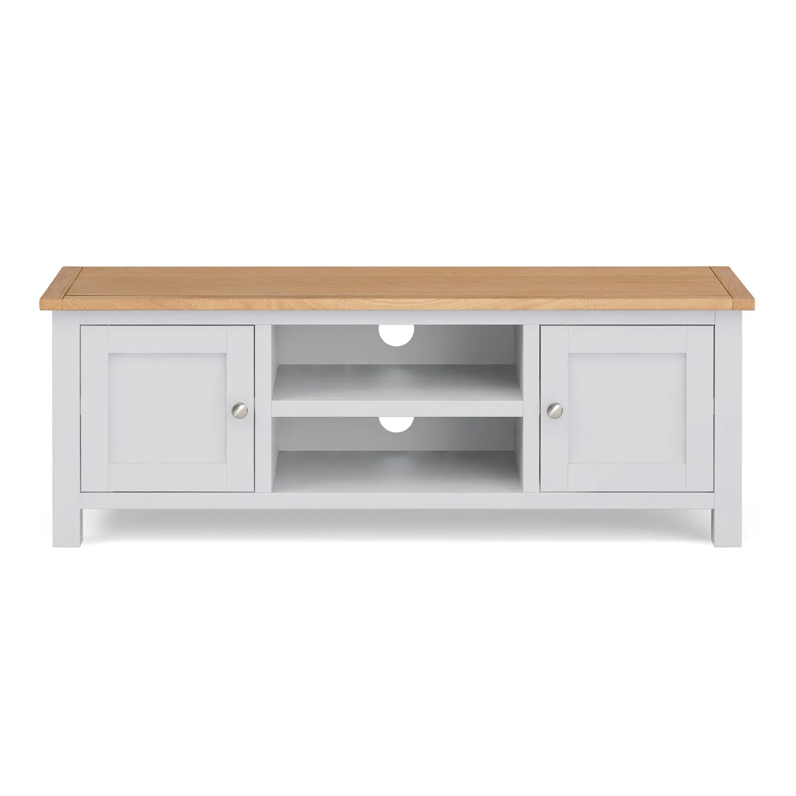 Bromley White Wide TV Stand White and Brown