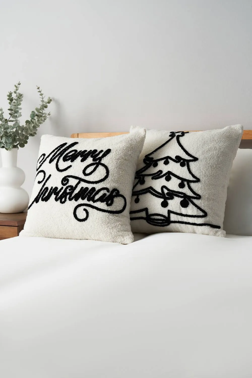 BHS Merry Christmas Tufted Cushion in Black 4