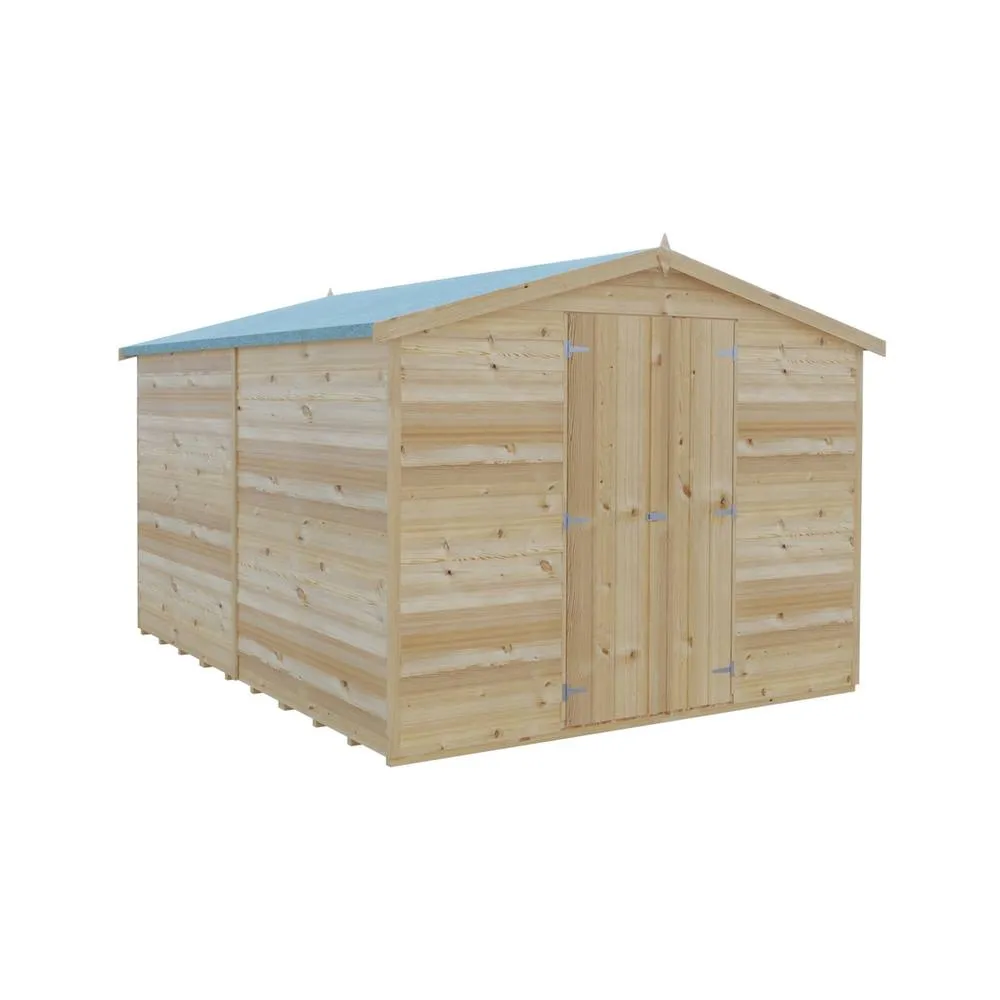 Shires Overlap 10 x 8 Dip Treated Apex Shed Double Door No windows in Brown 4