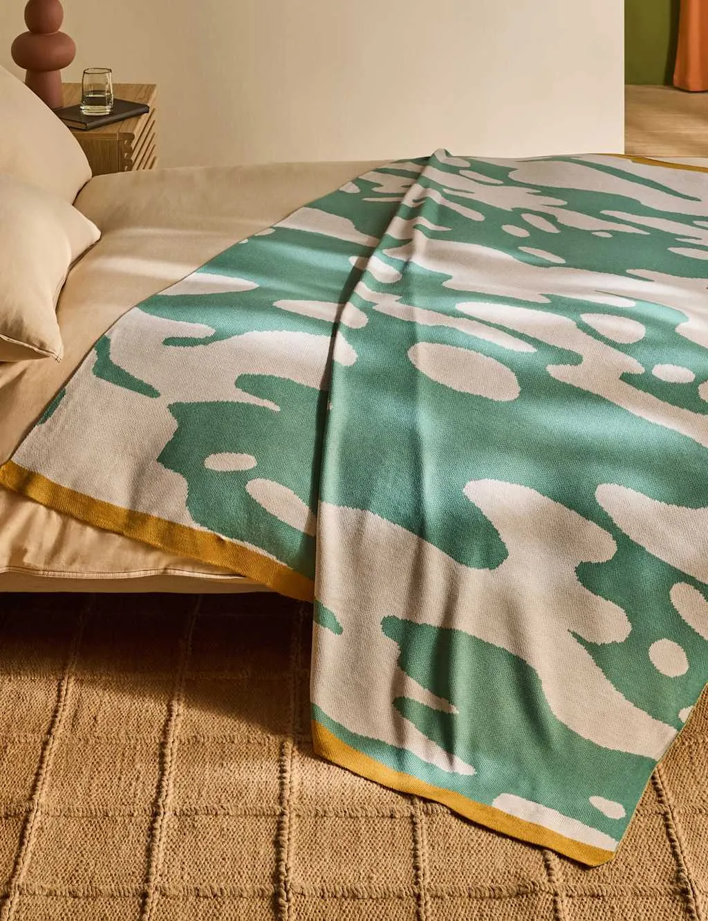MADE Ripple Knitted Throw Teal