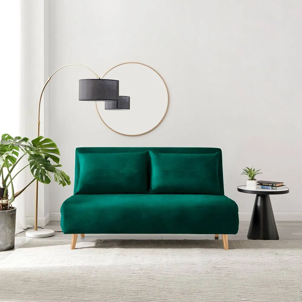 FurnitureboxUK Bobby Velvet Folding Sofa Bed in Green 3