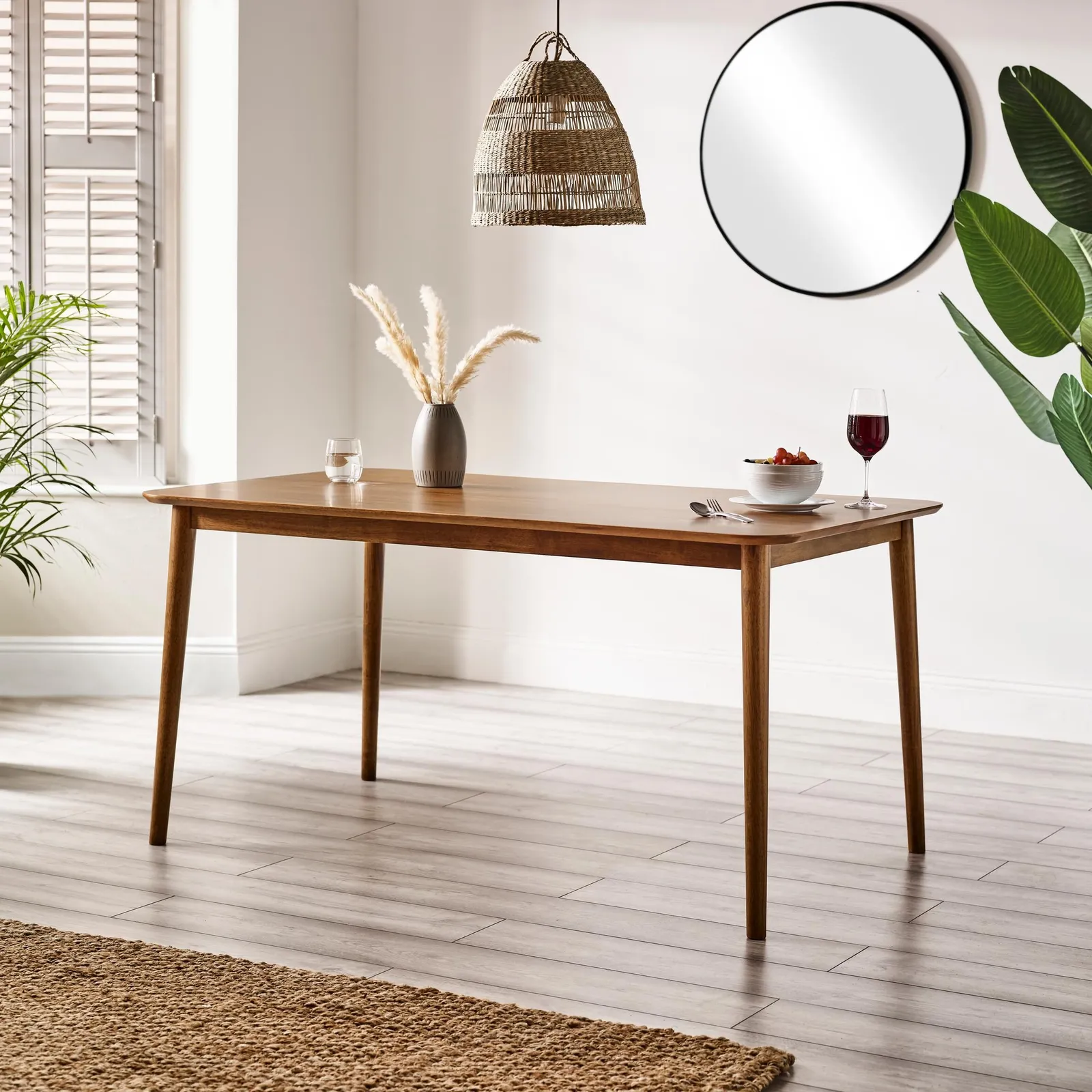 FurnitureboxUK Lynton Large Walnut Effect Wooden Dining Table with 4 Chairs & Bench 2