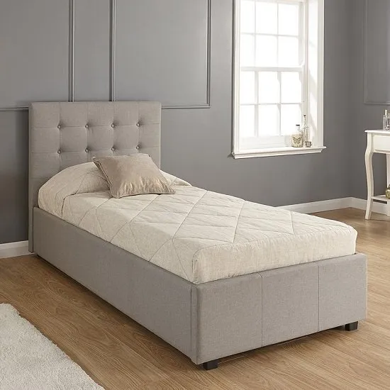 Lucca Fabric Ottoman Storage Single Size Bed In Grey