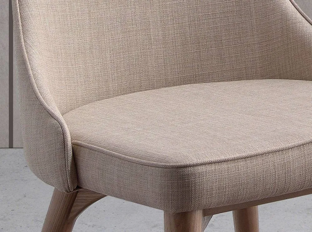 Angel Cerda Dining Chair, Light Beige Fabric, Walnut Legs 5