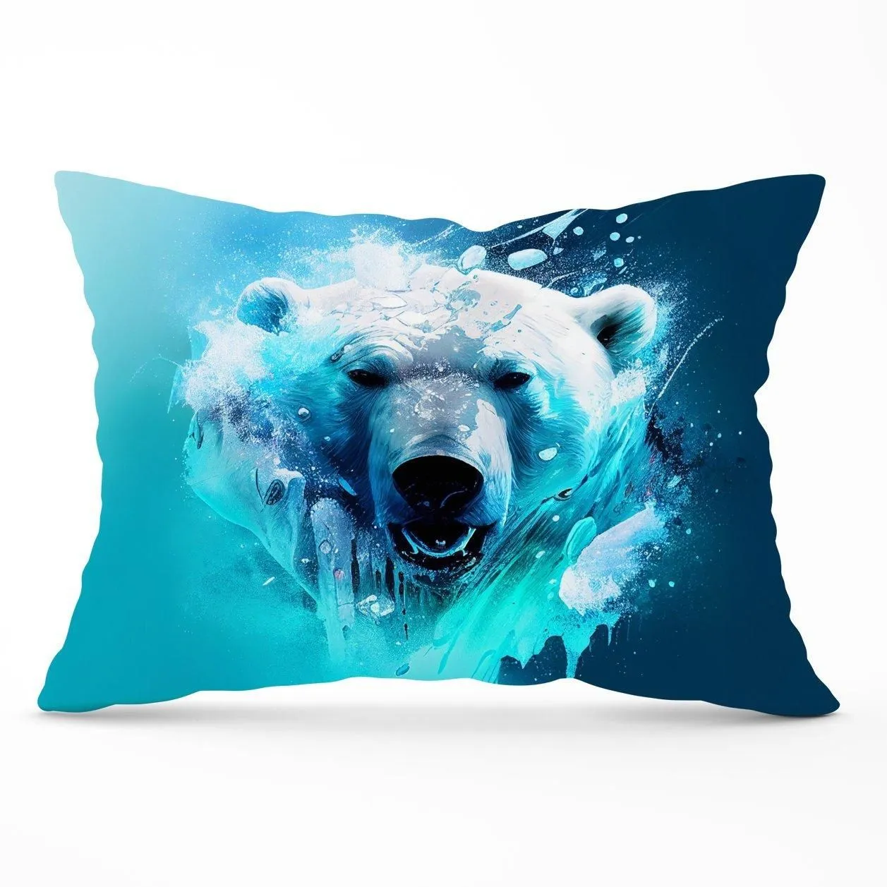 Warren Reed - Designer Polar Bear Face Splashart Cushions in Brown