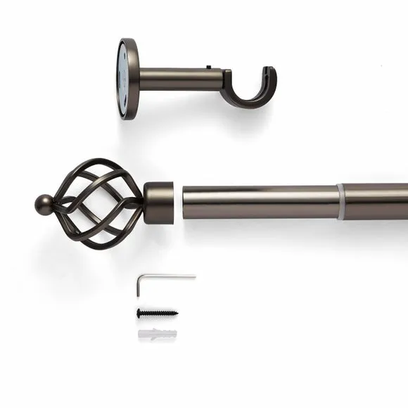 Caged Ball Extendable Metal Eyelet Curtain Pole 2