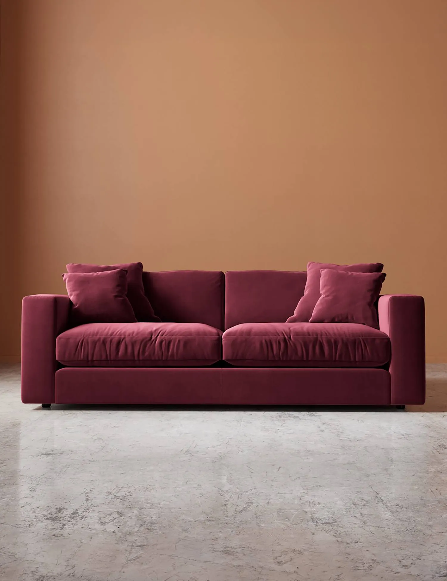 Swoon Easy Velvet 3 Seater Sofa Burgundy