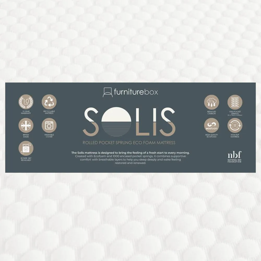 FurnitureboxUK Solis Rolled Pocket Sprung Foam Mattress in White 3
