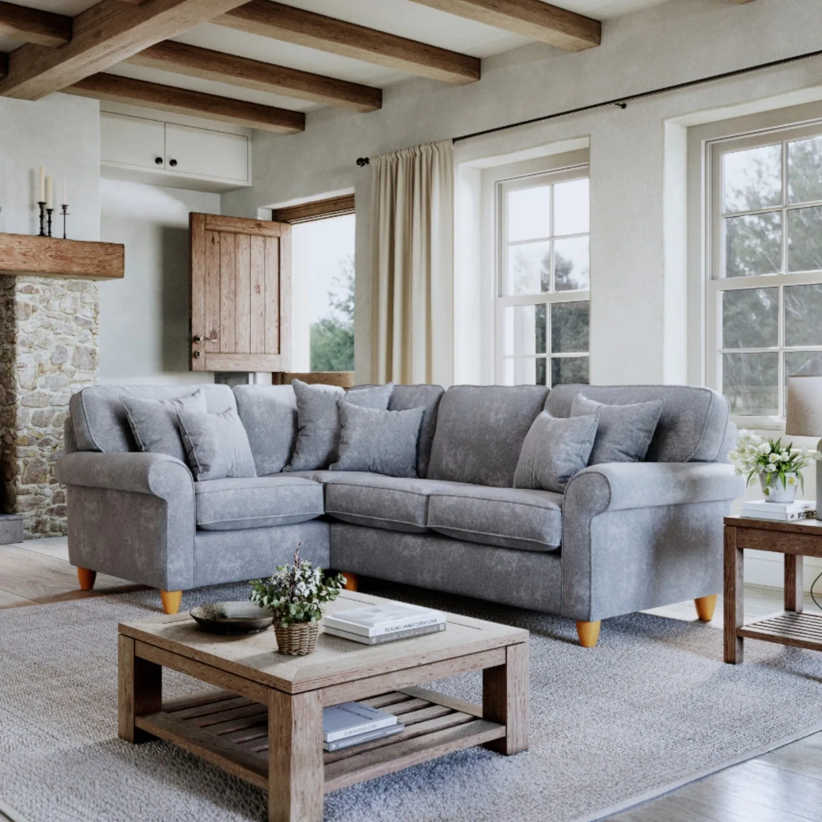 The Great Sofa Company Flora 1 Corner 2 Sofa Glory Anthracite in Mid Grey