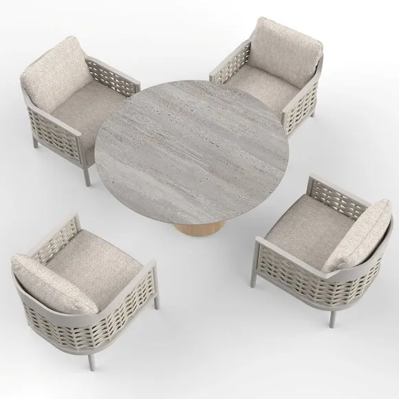Olma Round 4 Seater Garden Dining Set 4