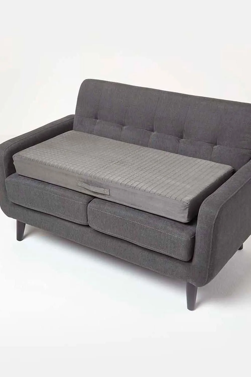 Homescapes Suede Orthopaedic Foam 2 Seater Booster Cushion in Grey 1