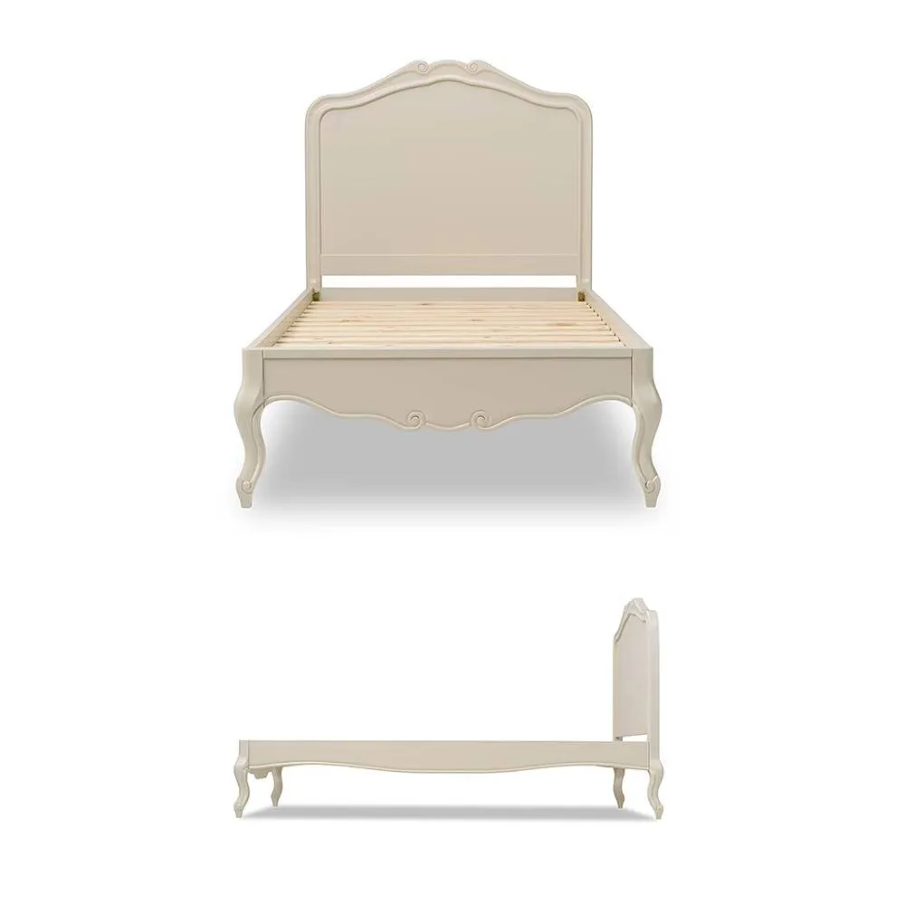 Statement Furniture Juliette French Style 3ft Single Bed with Wooden Headboard in Ivory 2