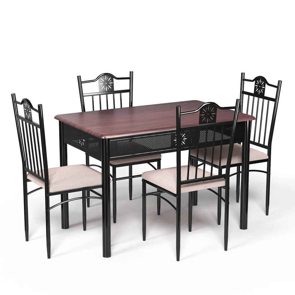 Costway 5 Pieces Dining Table Chairs Set for 4 Person in Dark Brown
