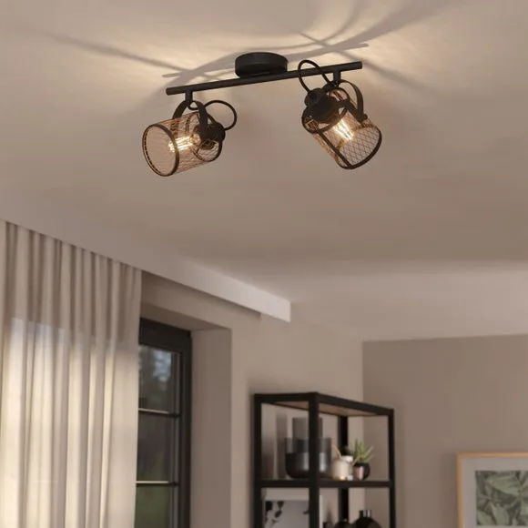 EGLO Dellow Industrial 2 Light Adjustable Ceiling Wall Spotlight