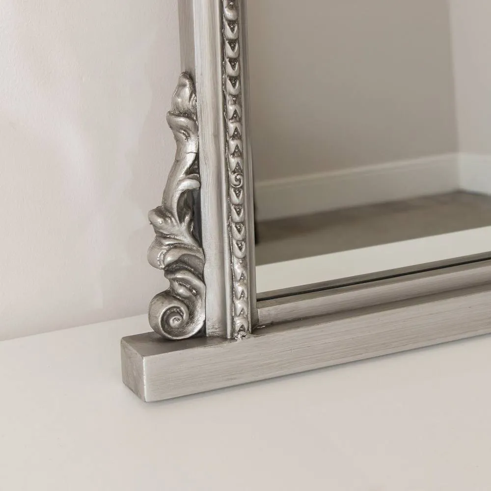 Melody Maison Antique Silver Ornate Arch Overmantle Mirror - 88cm X 100cm 5