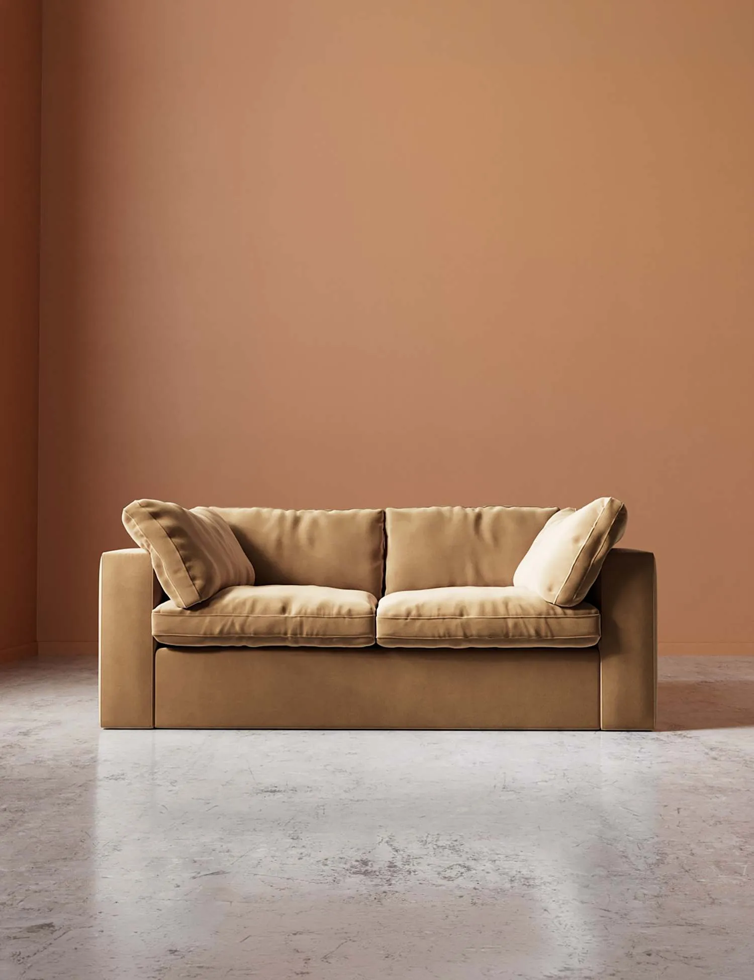 Swoon Velvet 2 Seater Sofa Tan
