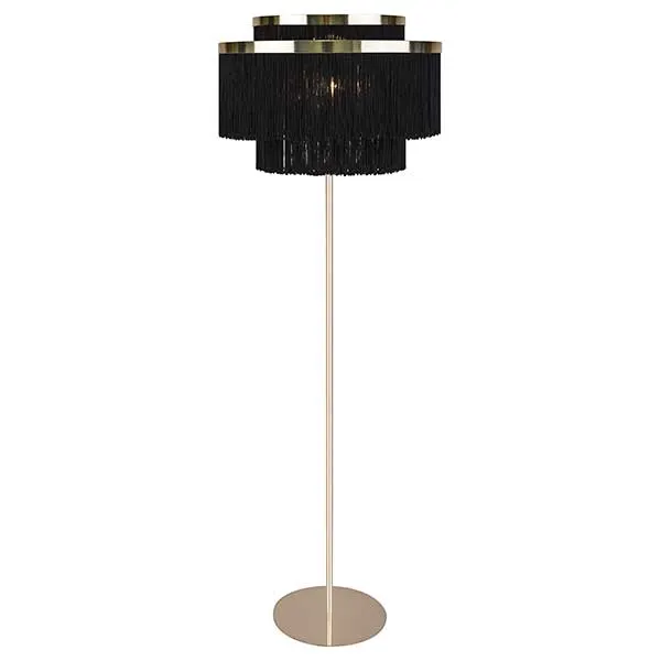 Black Tassel Floor Lamp  Black and Gold