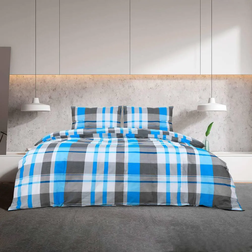 Berkfield Home Elegant Duvet Cover Set Blue & Grey 240x220 cm Cotton