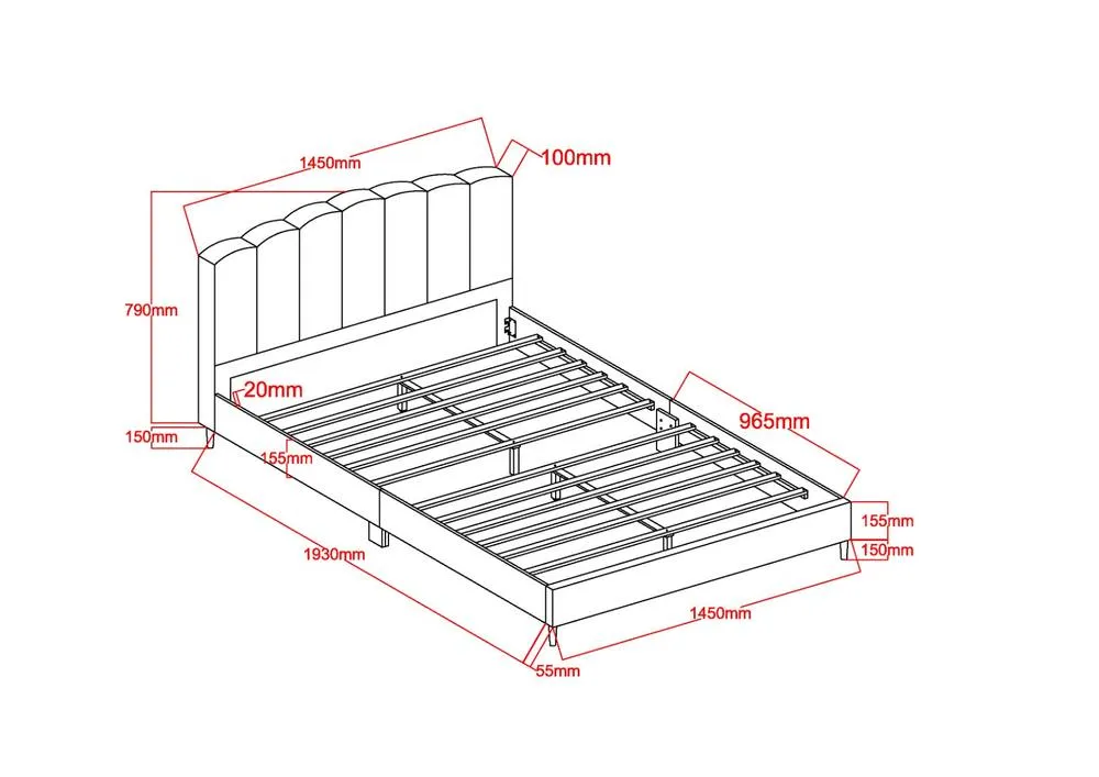 Flair Scallop Velvet Bed Frame Beige 6