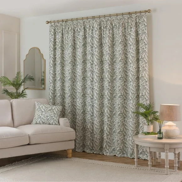 Shimla Embroidered Floral Pencil Pleat Curtains 4