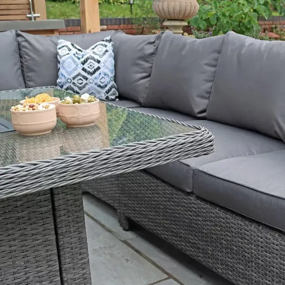 Paris 7 Piece Deluxe Modular Corner Dining Set with Square Firepit 5