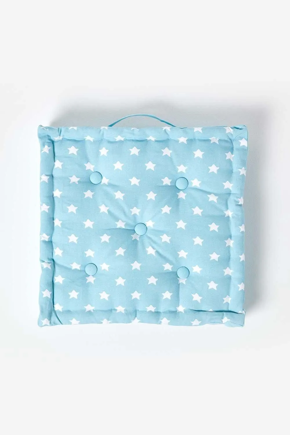 Homescapes Cotton Stars Floor Cushion in Blue 3