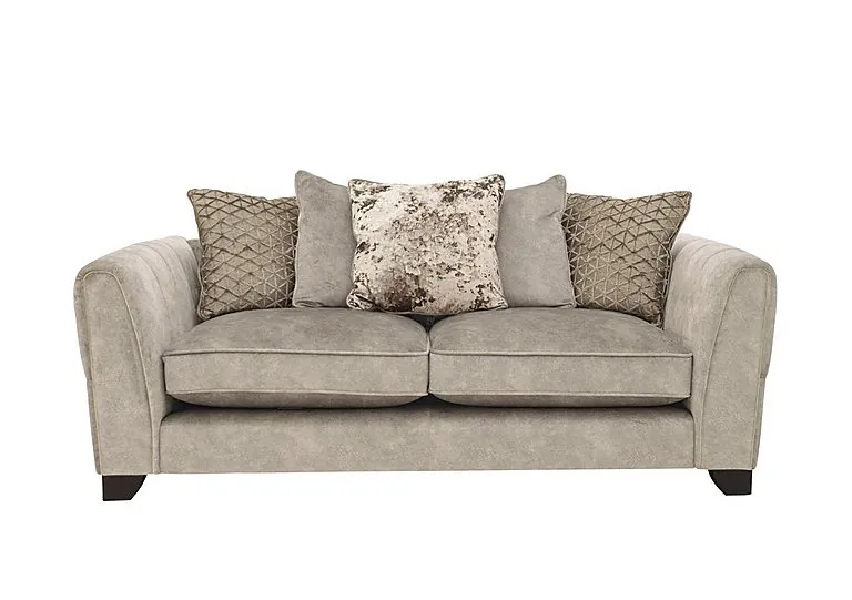 Mariah 3 Seater Fabric Scatter Back Sofa with Brass Insert - Dapple Cream with Brass Insert