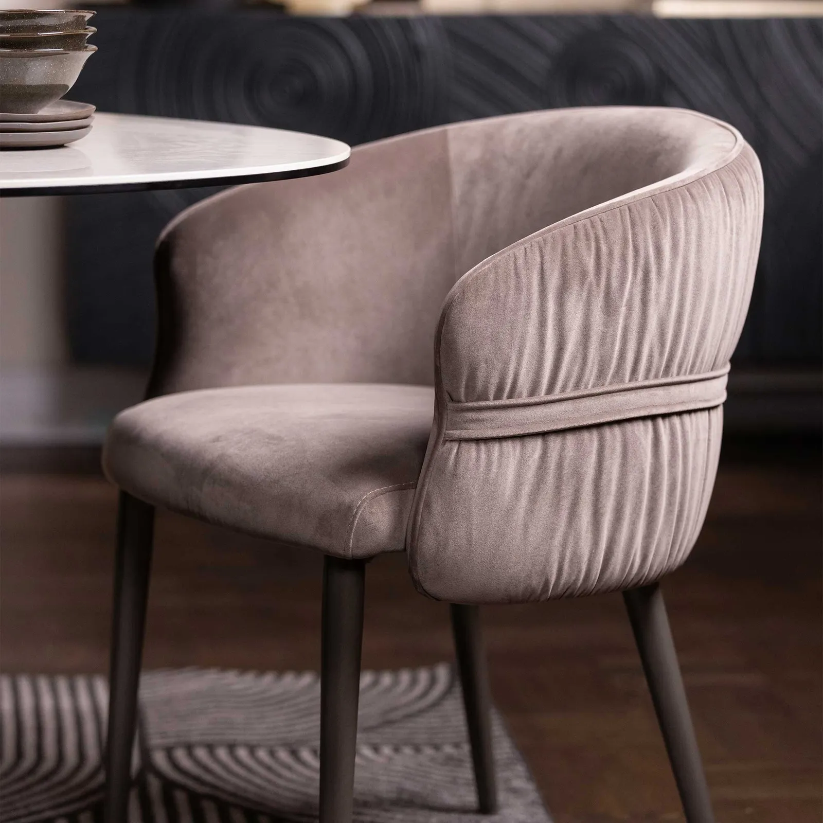 Halcyon Angled Dining Set With 4 Dining Chair, White Ceramic | Barker & Stonehouse 5