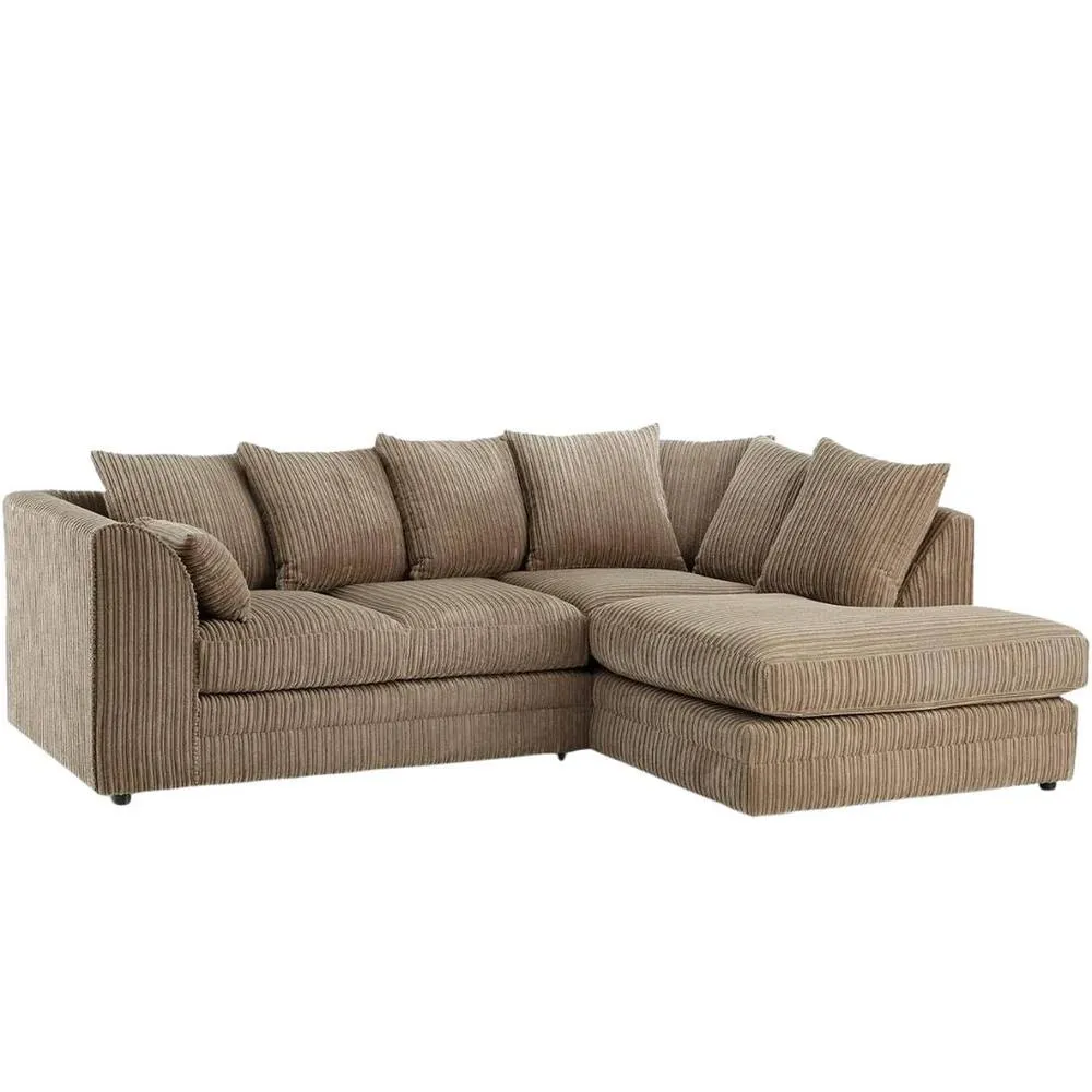 Bliss Furniture Jumbo Cord Scatter Back 4 Seater Right Hand Corner Sofa in Beige